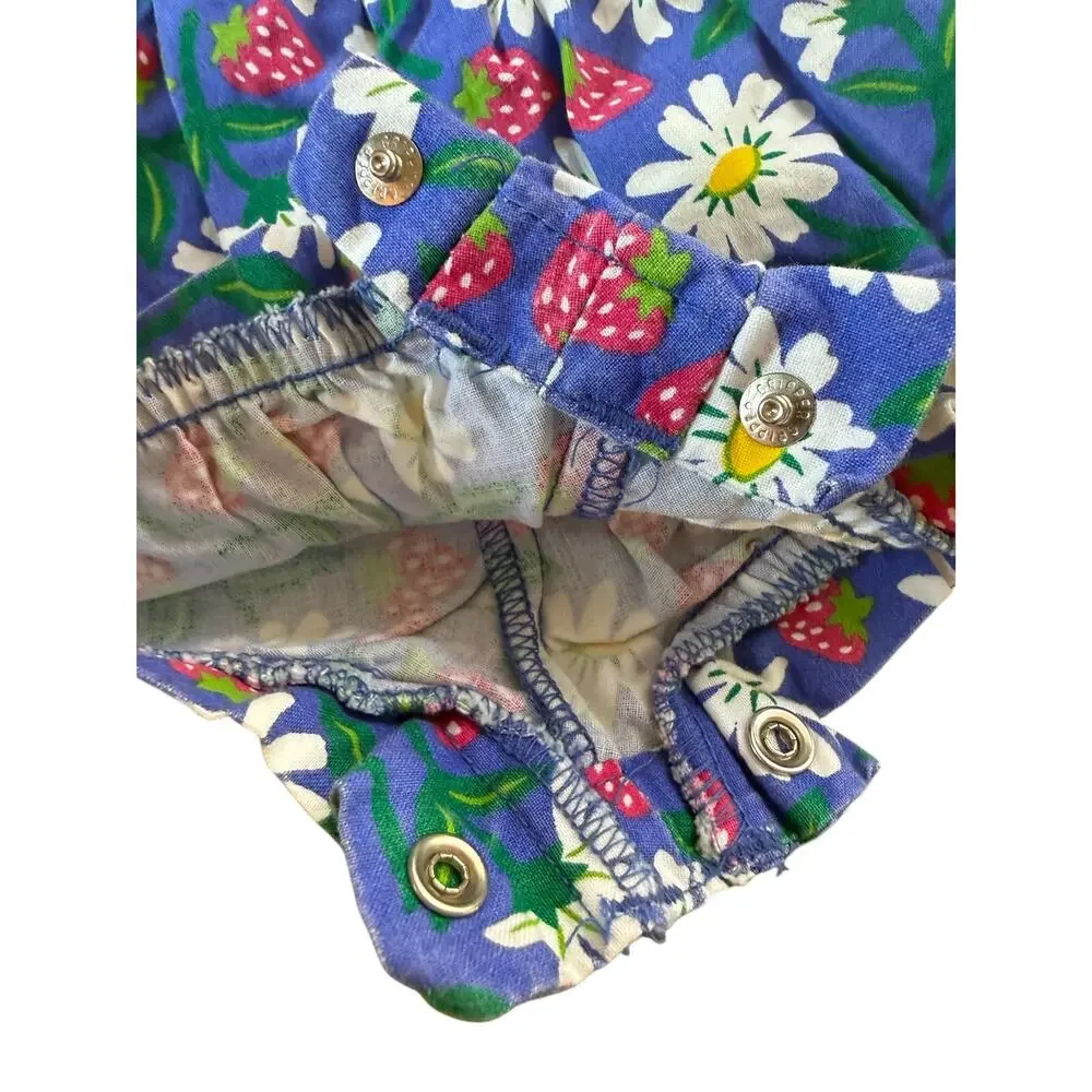 Baby OshKosh B'gosh USA Vestback Bubble Romper Strawberry Daisy Print 6-9mo 90s